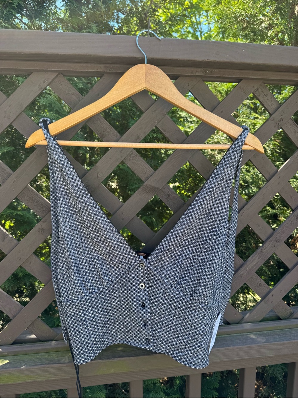 Free People Black and White Gingham Crop Top
